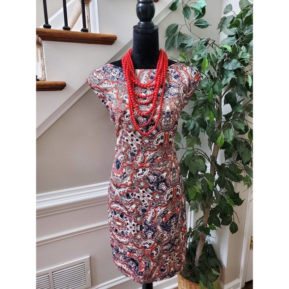 The Limited Women Multicolor Polyester Boat Neck Sleeveless Knee Length Dress 14 - Picture 1 of 12